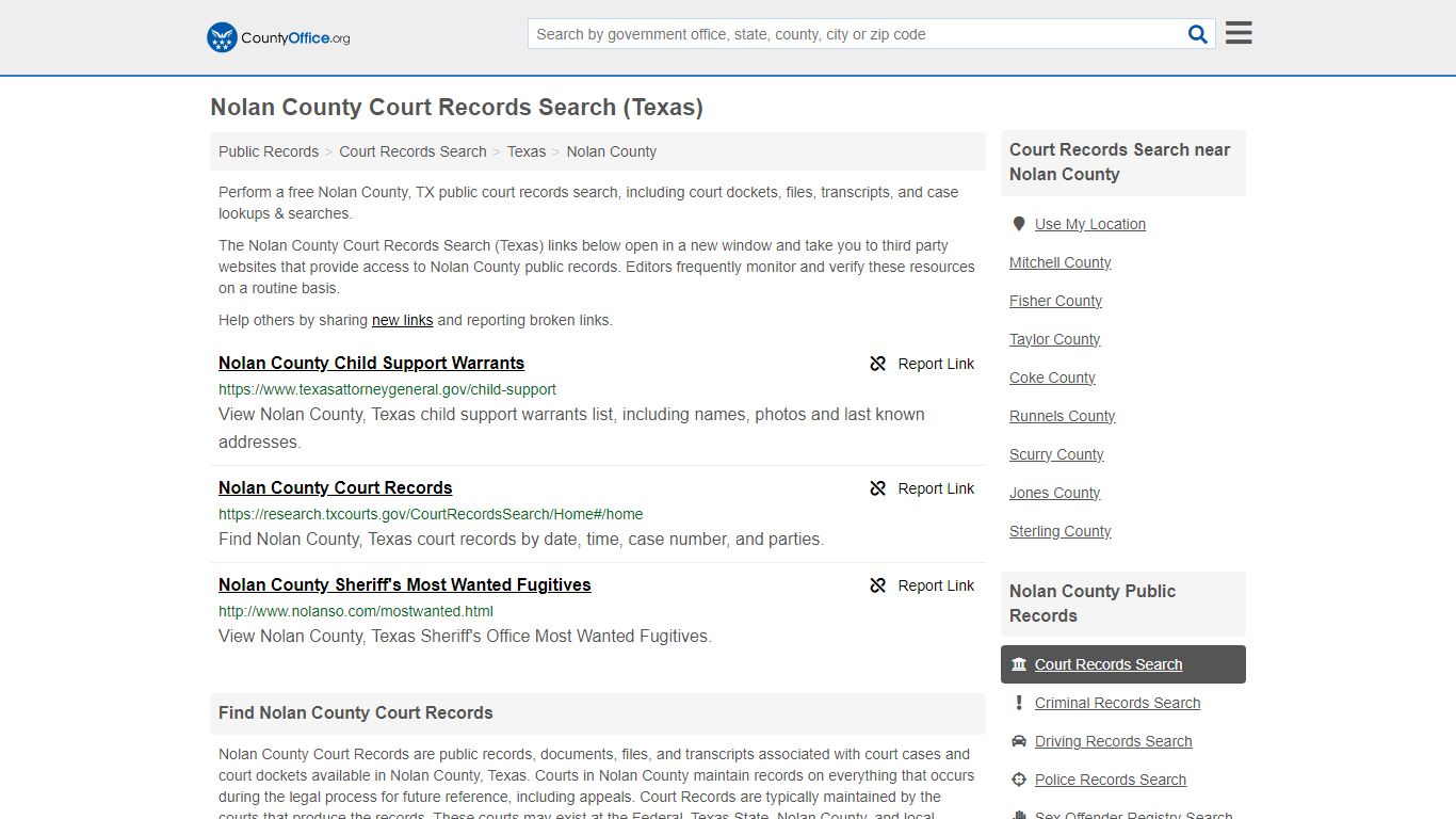 Court Records Search - Nolan County, TX (Adoptions, Criminal, Child ...
